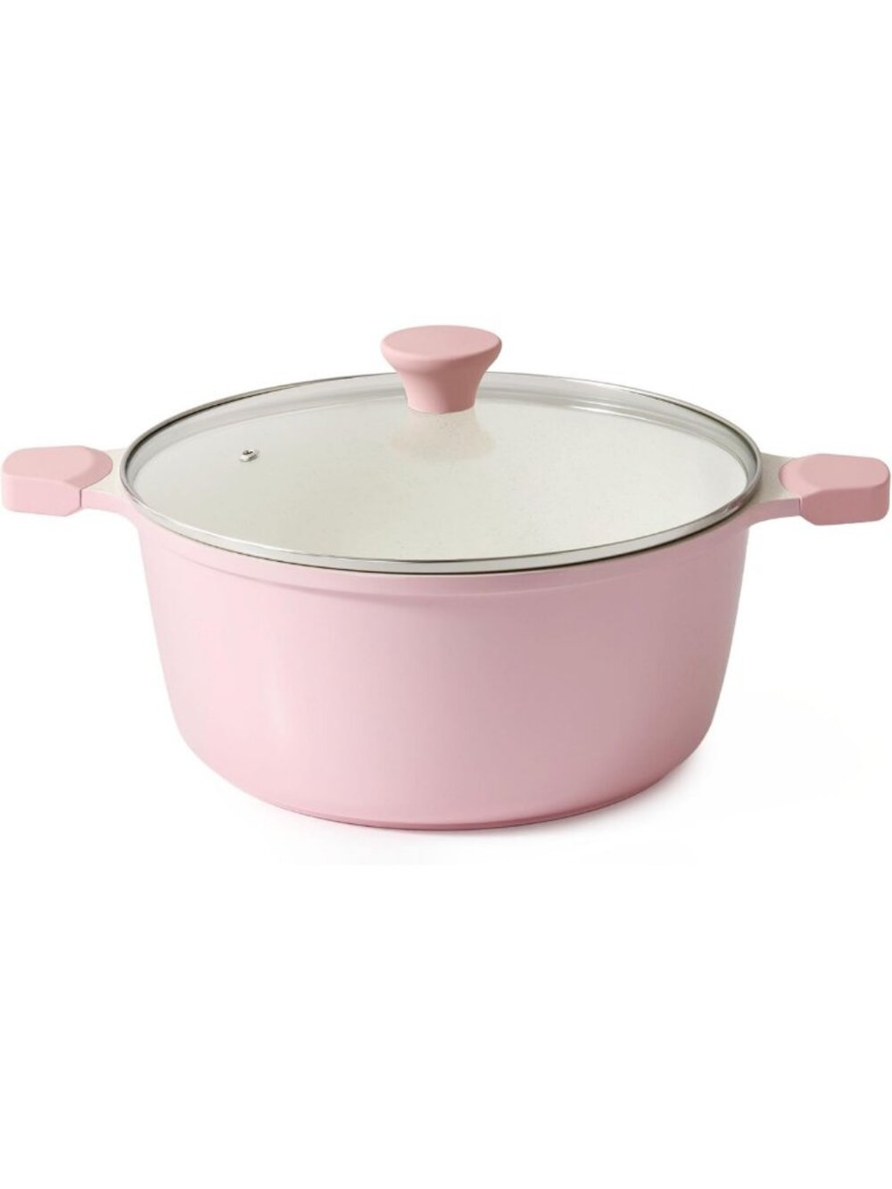 7 Quart Pink Ceramic Nonstick Stock Pot with Lid - Durable, Easy Clean Cookware